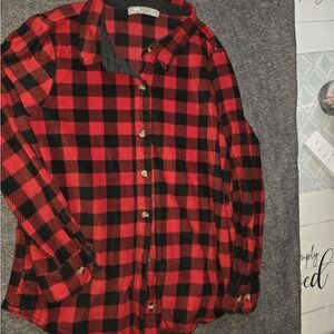Lee Red and Black Plaid Button-Up Shirt